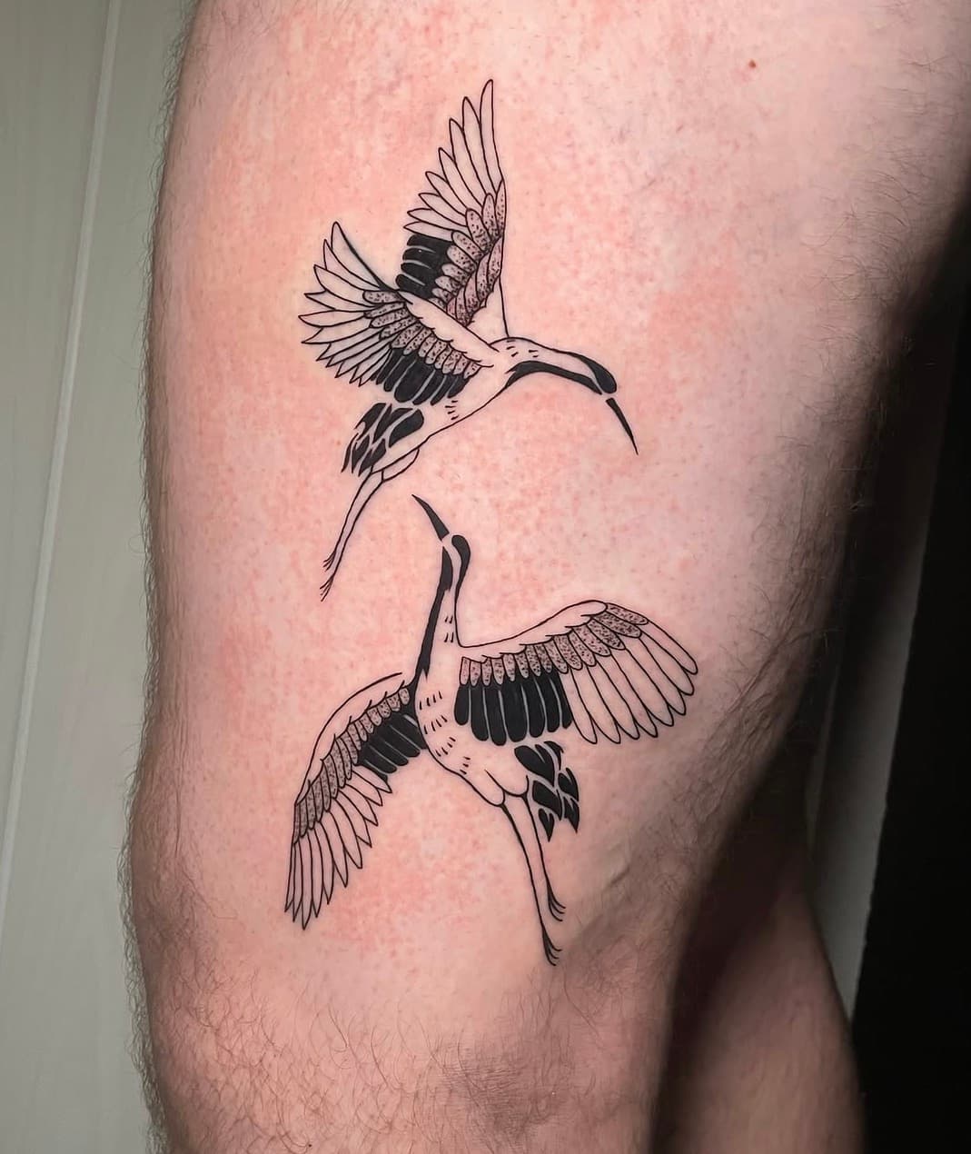 Fine line hummingbird tattoo detail by Aris